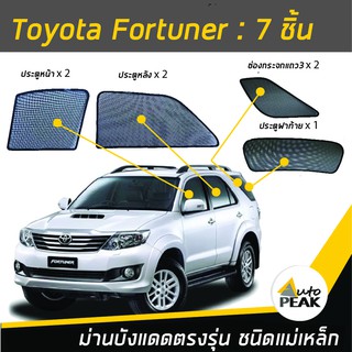 ม่านบังแดดตรงรุ่น TOYOTA Fortuner Gen 1  (ชนิดแม่เหล็ก 7 ชิ้น) ออกแบบเฉพาะรุ่น เข้ารูปกับขอบกระจก ลดความร้อนได้ดี