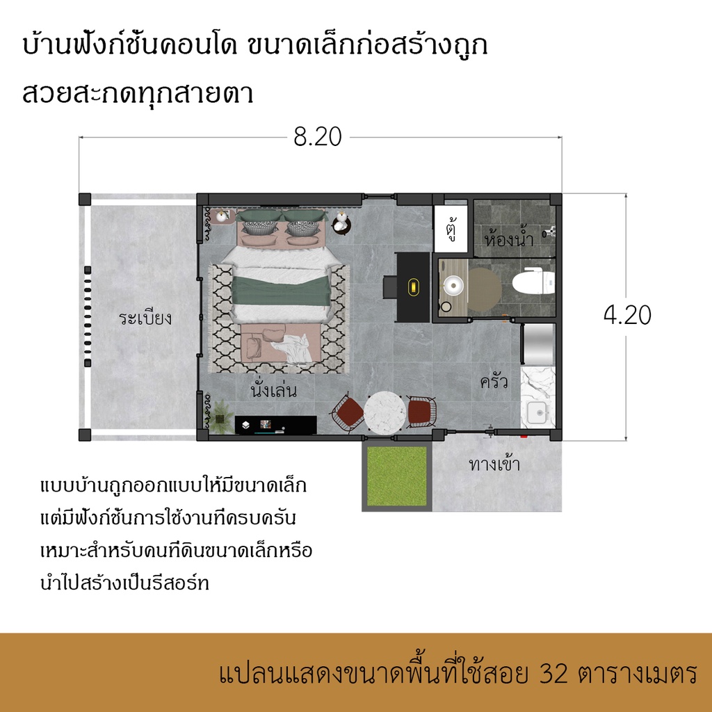 แบบบ้านสไตล์โมเดิร์น ค่าก่อสร้างถูก 2-3 แสนบาท ขนาดใช้สอยสไตล์คอนโด ...