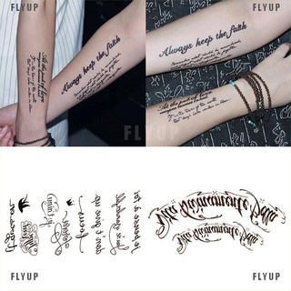 Flyup สติกเกอร์รอยสักชั่วคราว ลายตัวอักษรภาษาอังกฤษ กันน้ํา 1 ชิ้น