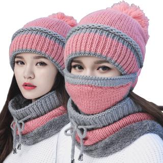 ราคาและรีวิวหมวกปิดหู ปิดหน้า ผ้าถักไหมพรม สไตล์เกาหลี  เหมาะใส่ฤดูใบไม้ร่วงและฤดูหนาว ให้ความอบอุ่น