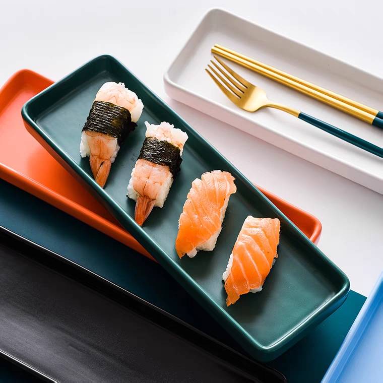 จานซูชิ-จากยาว-จานเซรามิก-ซูชิเซรามิกสุดสร้างสรรค์-flate-จานสําหรับร้านอาหารซูชิ-จานกระเบื้อง