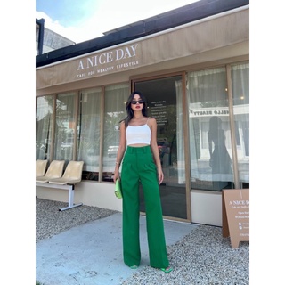 📌ลดราคา งานใหม่📌Front high-waist pants กางเกงขากระบอกยาว กระบอกใหญ่ทรงสวย สีสดใส ใส่แล้วดูผอมเพรียว ดูดีมาก