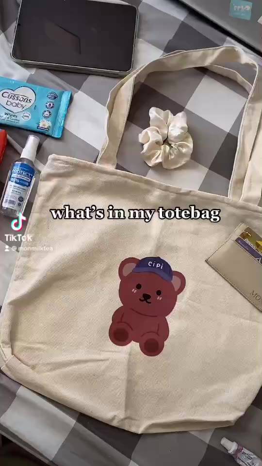 กระเป๋าถือ-ทรงโท้ท-ลายหมี-สไตล์เกาหลี