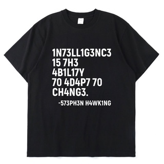 เสื้อยืดโอเวอร์ไซส์เสื้อยืด ผ้าฝ้าย พิมพ์ลายตัวอักษร Stephen Hawking แฟชั่นฤดูร้อน สําหรับผู้ชาย และผู้หญิง BHYX YT2DS-3