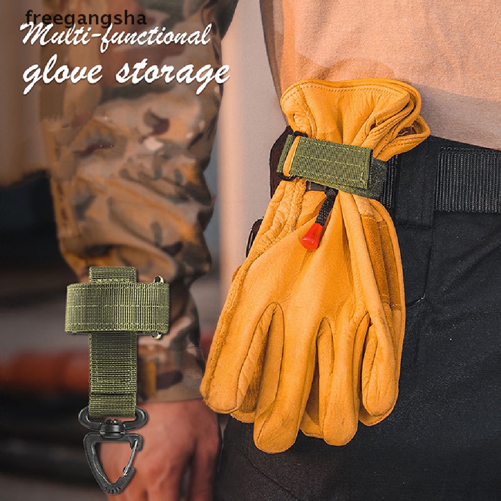 ราคาและรีวิวOutdoor Keychain Tactical Gear Clip Keeper Pouch Belt Keychain Webbing Gloves FDH