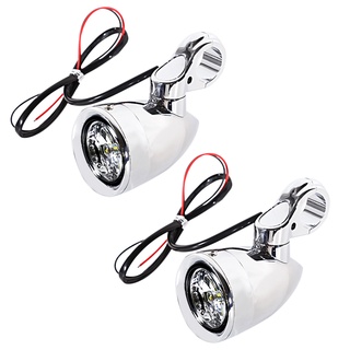 Chrome LED Auxiliary Light Kits For Universal Motorcycle Harley Touring Street Glide FLHX Softail With 1 1/4 32mm Engine