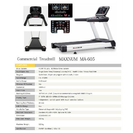 ลู่วิ่งไฟฟ้า-เครื่องวิ่งไฟฟ้า-home-gym-ma-605-tft-treadmills-จัดส่งฟรี