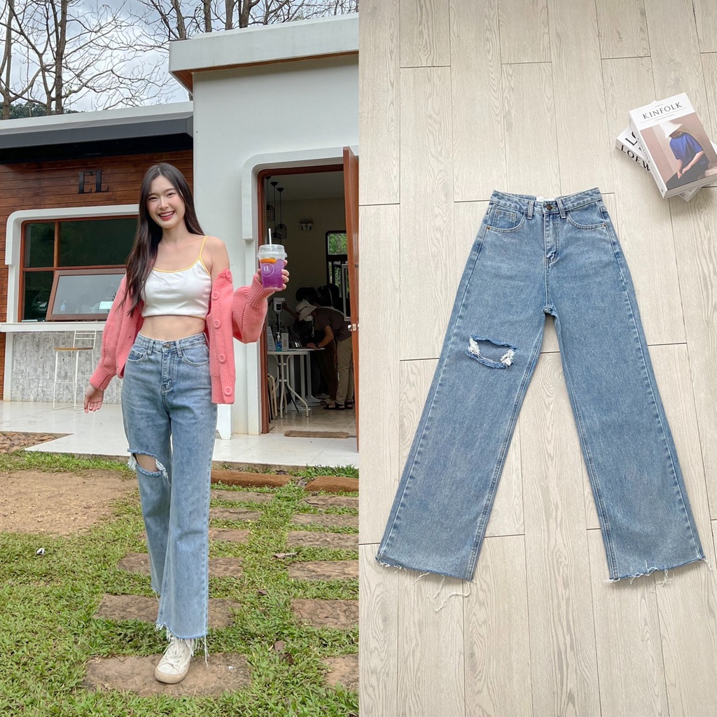 ภาพหน้าปกสินค้ากางเกงยีนส์เอวสูง Beamy Jeans ( NCSJEANS105 )