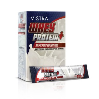 🔥🔥2ขวดคละได้ รับฟรีวิตามิน 1 ซอง  Vistra Whey Protein Plus (1 กล่อง) เวย์ โปรตีน 15 ซอง