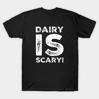 เสื้อยืด พิมพ์ลายมังสวิรัติ Dairy Is Scary Vegan Milk Free Design เหมาะกับของขวัญวันฮาโลวีน สไตล์โกธิค สําหรับผู้ชายสามา