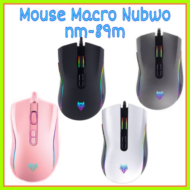 ภาพหน้าปกสินค้าเม้าส์เกมมิ่ง มาโคร Mouse Gaming Nubwo Nm-89m ดำ ชมพู ขาว เทา