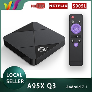 สินค้า TV BOX A95X Q3 Ram 2GB Rom 16GB Android 7.1 กล่องแอนดรอย CPU S905 2.4G Wifi Mini Q3 Android Tv Box YouTube Netflix Media