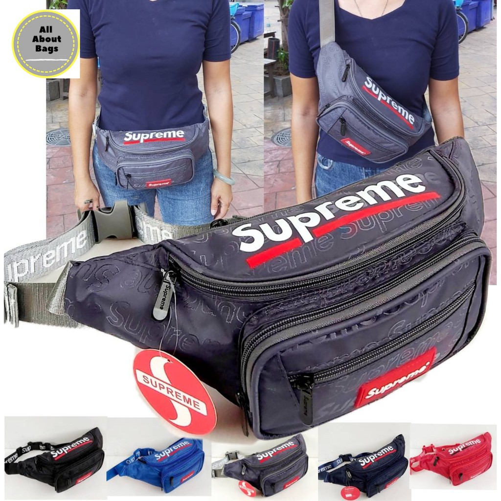 กระเป๋าสะพายข้างและคาดเอวสกรีนsupremeผ้าทอลาย-ab003ผ้าทอลาย