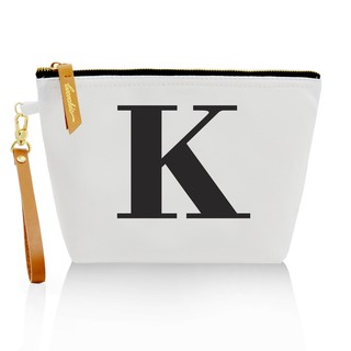 กระเป๋าผ้าลายอักษร ALPHABET CLUTCHES POUCH WHITE ”K”