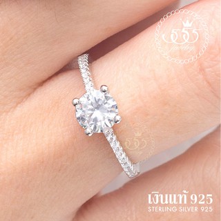 555jewelry แหวนเงินแท้  Silver 925 ดีไซน์ แหวนเพชรชูประดับเพชร แหวนเพชรสวิส รุ่น MD-SLR004 (SLR-B1)