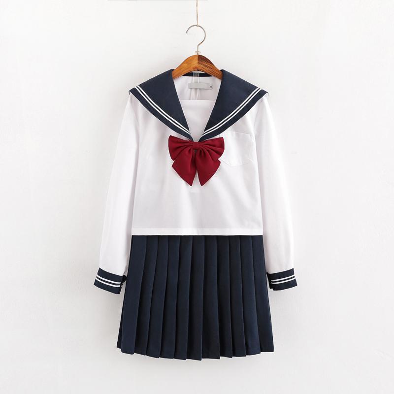 hot-salejk-uniform-orthodox-basic-japanese-black-female-sailor-suit-ความยาวนักเรียน-แขนยาว-แขนสั้น-กระโปรงจีบ-ชุดก
