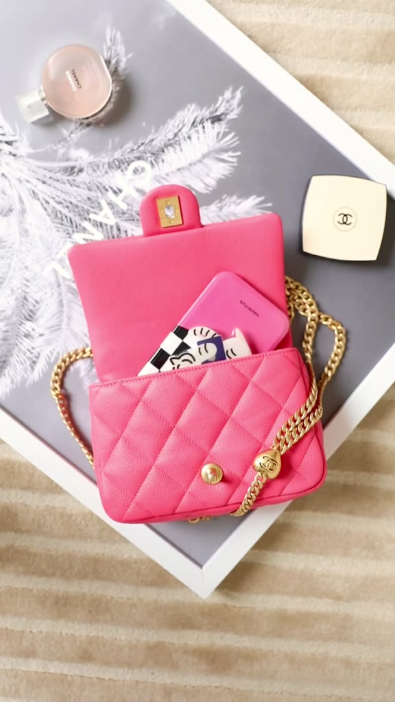 ชาแนล-chanel-23p-cowhide-dark-pink-medium-flap-chain-bag-สุภาพสตรี-กระเป๋าสะพายไหล่