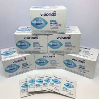 สินค้า กระดาษเช็ดแว่น visiomax จากเยอรมัน🇩🇪พกพาสะดวก 1กล่อง 52ชิ้น