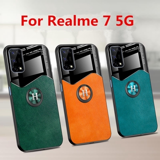 เคสโทรศัพท์มือถือหนัง พร้อมแหวนแม่เหล็กตั้งโทรศัพท์ สําหรับ Realme 7 5G Realme7 5G