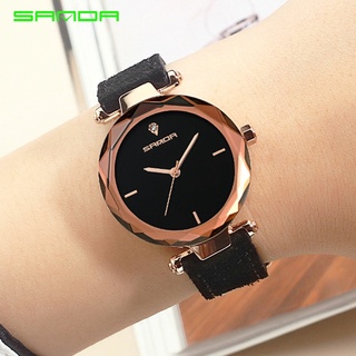 SANDA Genuine Leather Gold Women Watches Ladies Fashion Famous Jewelry Wrist Watch Diamond Female Clock 2018 Reloj Mujer