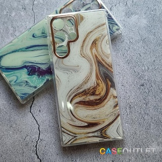 เคส Samsung S22 Ultra | Note20 S21 Ultra S21ultra ฅ Note20 ultra Tpu ใส ลายหินอ่อน สวย หรู เบา ขอบทอง โครเมียม