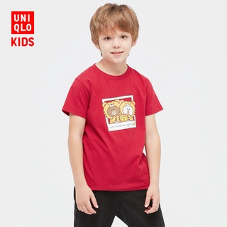 Uniqlo เสื้อยืดแขนสั้น พิมพ์ลาย Line Friends สําหรับเด็กผู้ชาย ผู้หญิง 447994