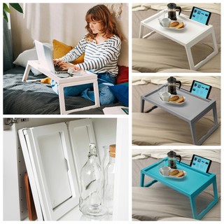 โต๊ะพับได้ วางแท็บเล็ต โน๊ตบุ๊ควางอาหารบนเตียง พกพาได้ มี 3 สี ให้เลือก สีขาว สีเทา สีเทอร์ควอยซ์