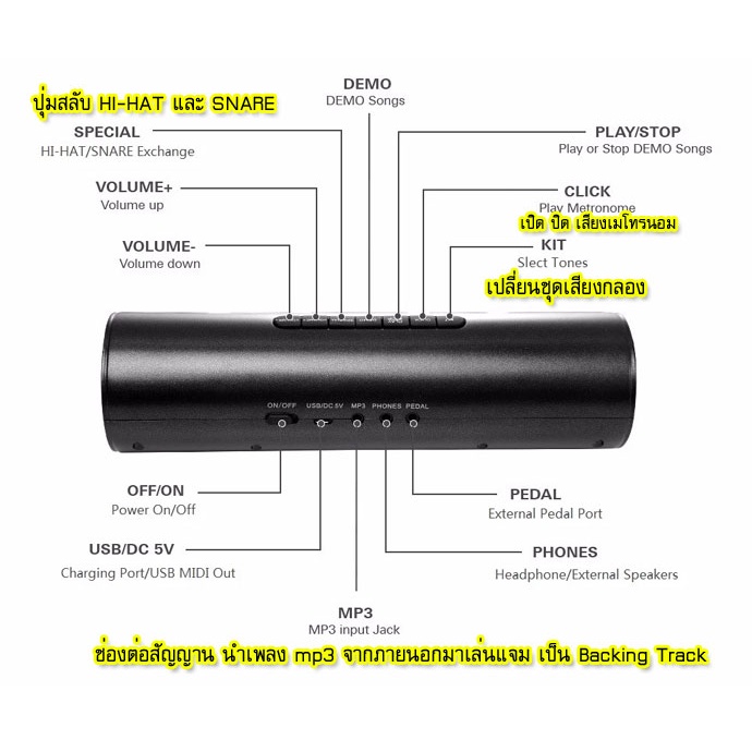 iword-กลองไฟฟ้า-electric-drum-pad-มีลำโพงในตัว-รุ่นg3006l-กลอง7pads-พร้อม-batteryในตัว