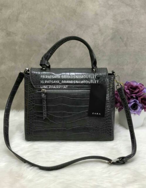 new-zara-croc-handle-bag-พร้อมส่งรุ่นใหม่ค่ะแท้-กระเป๋าถือ-ทรงสวย-หรู-มากค่ะ-หนังลายจรเข้-หนังนิ่มมากค่ะ