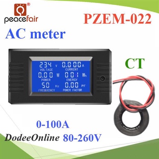 AC digital multi-function meter 80-260V 0-100A  Voltage Current Power Energy Factor and  Hz with Coil CT PZEM-022-CT