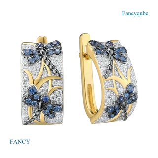 สินค้า Fancy ต่างหูห่วงหินไพลิน ทอง 18k รูปแมลงปอ สีฟ้า สําหรับเจ้าสาว งานแต่งงาน