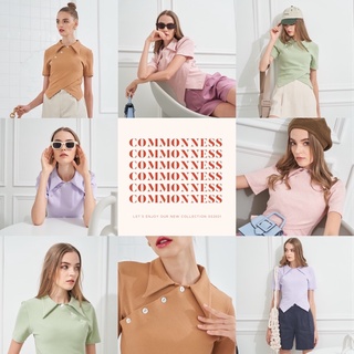 COMMONNNESS.CO : XOXO T-Shirt (เสื้อยืดคอปก แขนสั้น ดีไซน์ผ้าไขว้ด้านหน้า)