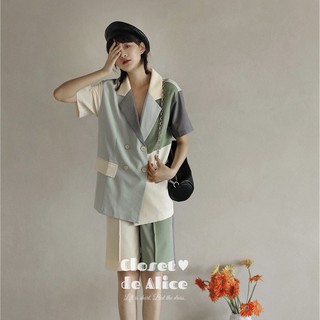 Closet de Alice - Pistachio set  เสื้อสูท x กางเกงขาสั้น