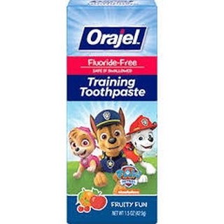 ยาสีฟันปราศจากฟลูออไรด์ กลืนได้ สำหรับเด็ก Orajel Fluoride-Free Paw Patrol