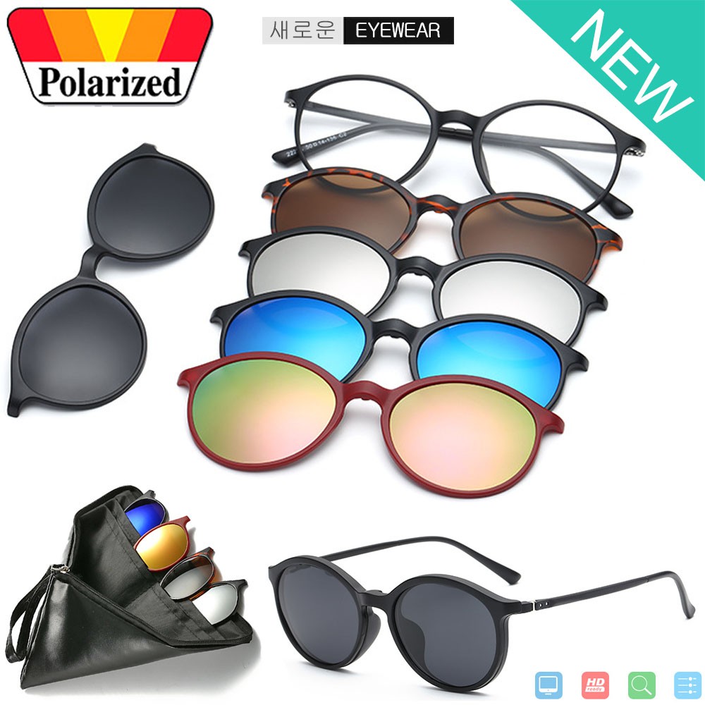 polarized-แว่นกันแดด-คลิปออน-แม่เหล็ก-เปลี่ยนเลนส์ได้-5-สี-5-แบบ-รุ่น-2223-แว่นตา-ทรงสปอร์ต-วัสดุ-pc-เลนส์โพลาไรซ์