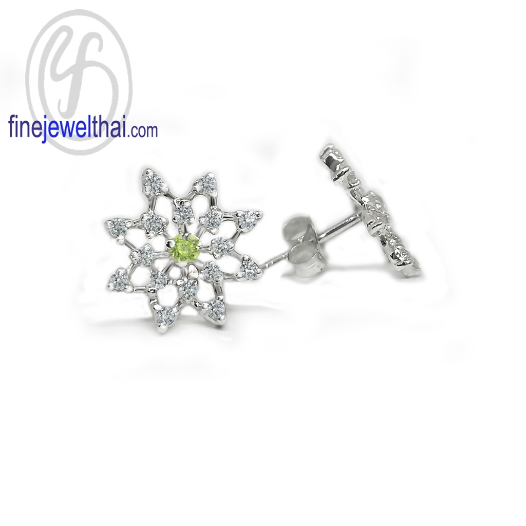 finejewelthai-ต่างหูเพอริดอท-เพอริดอท-ต่างหูเงินแท้-ต่างหูพลอย-ต่างหูเพชรcz-peridot-silver-earring-birthstone-e1094pd