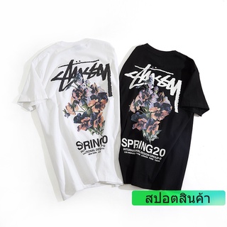 STUSSY STUSSY เสื้อยืดลําลองสําหรับผู้ชายผู้หญิงแขนสั้นพิมพ์ลาย American Tide