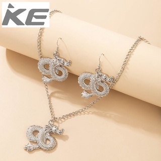 Accessories Exaggerated cool dragon earrings necklace silver set for girls for women low price
