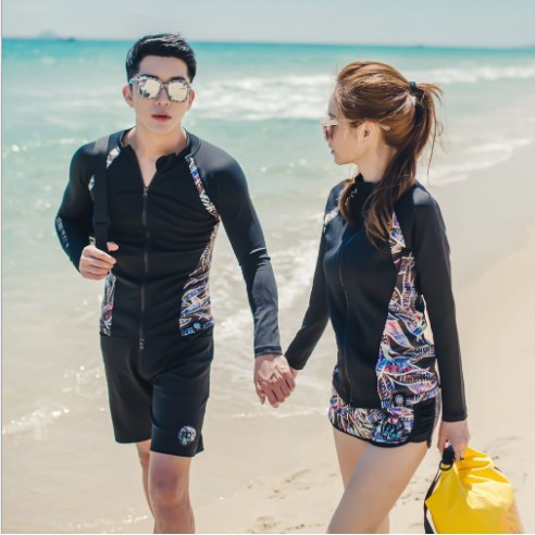 ชุดว่ายน้ำคู่รัก-แขนยาว-สไตล์เกาหลี-ขายแยกชุดจ้า