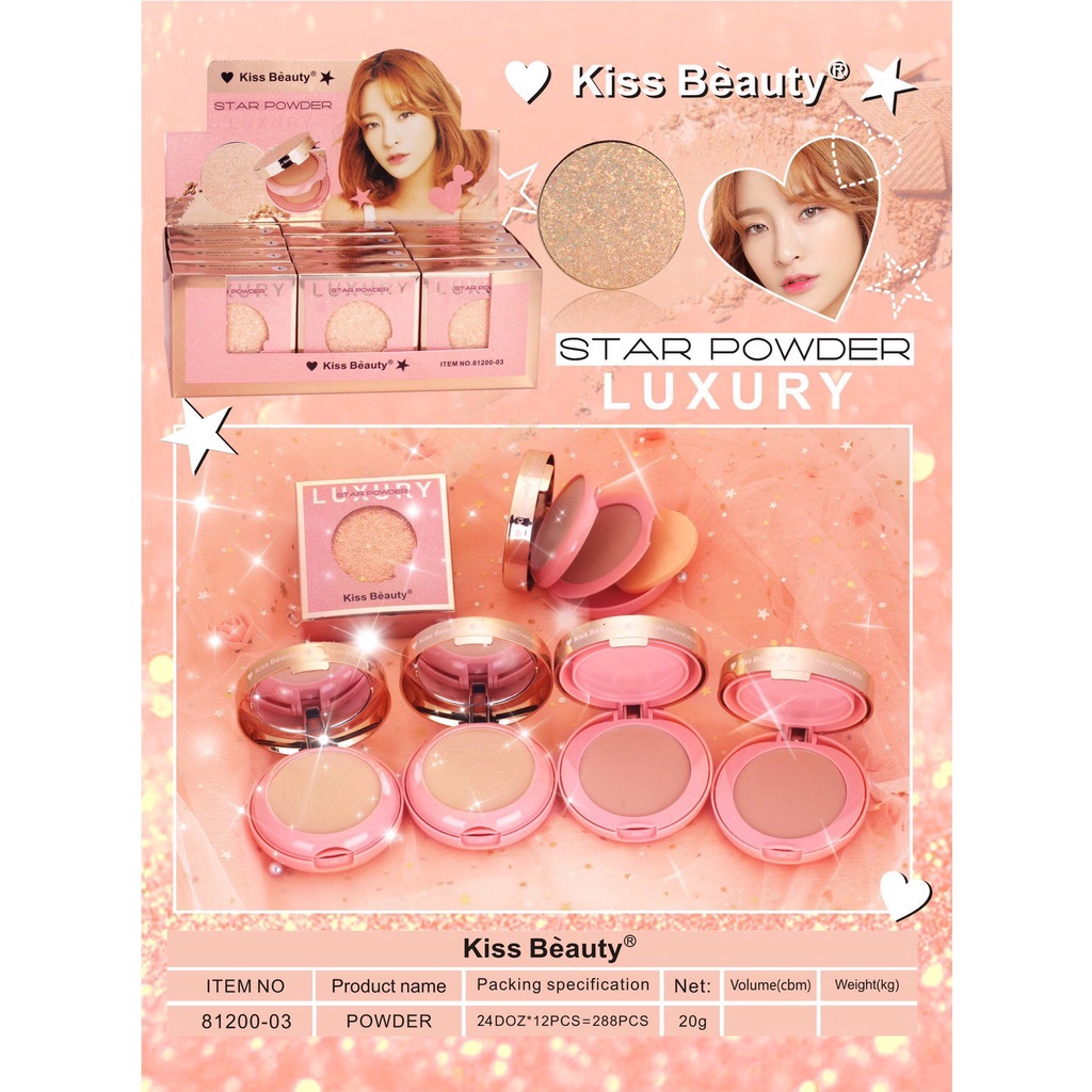 81200-03-แป้งพัฟ-2-ชั้น-แป้ง-kiss-beauty-star-powder-แป้งพัฟ-powder-เครื่องสําอาง-beauty