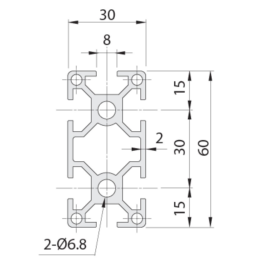 อลูมิเนียมโปรไฟล์-30x60mm-t-nut-โครงอลูมิเนียม-aic