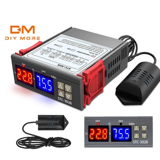 DIYMORE เครื่องควบคุมความชื้น  STC-3028 AC 110-220 V DC 12v DC 24v คู่จอแสดงผล LED เทอร์โมที่มีการสอบสวน