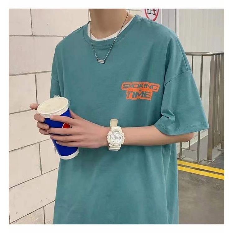 ภาพสินค้าTS MEN เสื้อยืดคอกลมแขนสั้น เสื้อยืดผู้ชาย ทรงหลวม คุณภาพสูง รูปแบบสองด้าน(สีดำ สีขาว สีฟ้า) รุ่น 0112 จากร้าน t.smenshop บน Shopee ภาพที่ 5
