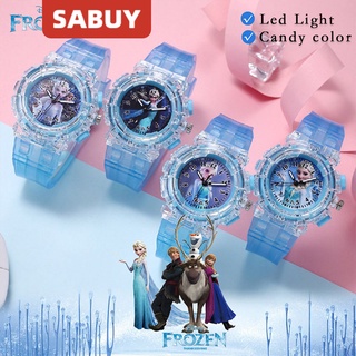 SABUY Disney Frozen การ์ตูน Elsa Princess แฟชั่นนาฬิกาเด็กส่องสว่างสิบตัวเลือก