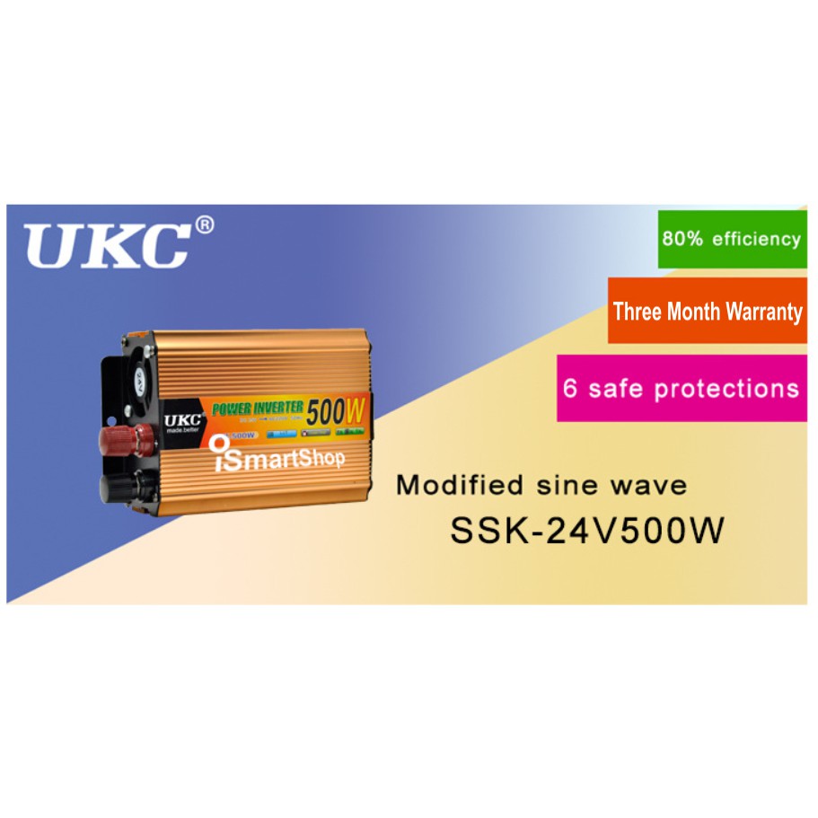 เครื่องแปลงไฟ-24vdc-เป็น-220-vac-car-inverter-500w