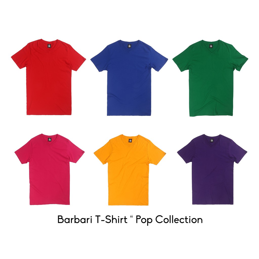 barbari-เสื้อยืดคอวี-รุ่น-pop1-ผู้หญิง-ผู้ชาย-สีม่วง-น้ำเงิน-เหลือง-เขียว-แดง-ชมพู-bv3