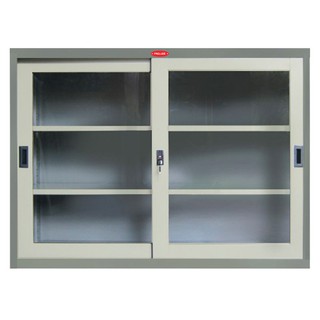 File cabinet CABINET STEEL PRELUDE PS-314 GREY Office furniture Home & Furniture ตู้เอกสาร ตู้เหล็กบานเลื่อนกระจก PRELUD