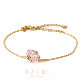 Bzebi สร้อยข้อมือ สเตนเลส ชุบทอง 18K สไตล์เกาหลี ป้องกันสนิม เครื่องประดับแฟชั่น พรีเมี่ยม ไม่จางหาย ใส่อาบน้ําได้ สําหรับผู้หญิง 779b