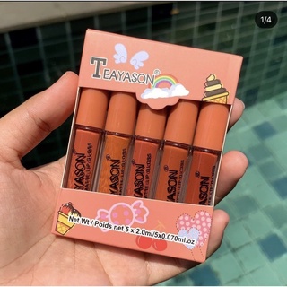 สินค้า ลิปเซต Teayaaon Matte Lips Glooss ลิปจุ่ม เนื้อแมทช์ แพ็คเกจน่ารัก เซต5แท่ง56บาท