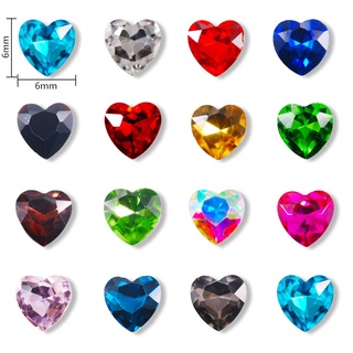 หินคริสตัล พลอยเทียม รูปหัวใจ 3D 6 มม. สําหรับตกแต่งเล็บ 20 ชิ้น